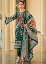 Pure Karachi Lawn Green Festival Wear Printed Pakistani Suit